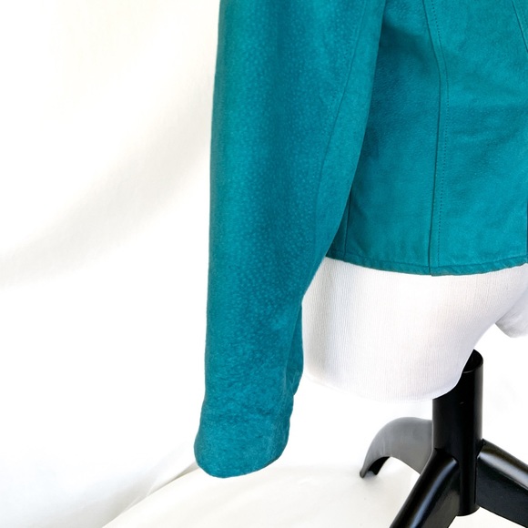 Vintage Burberry Turquoise Pig Suede Jacket UK 8 / US 6 - Picture 10 of 15